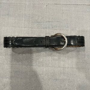 [M]Brighton Black Vintage Leather Western Style Belt